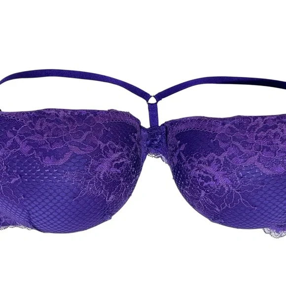 VICTORIA'S SECRET Bombshell Adds 2-cup sizes Strappy Fishnet Floral 38DD/38E - Picture 3 of 11